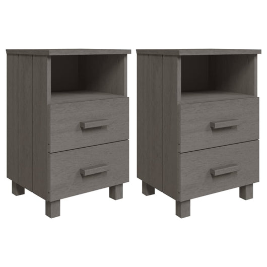 Comodini HAMAR 2 pz-Set di 2 Tavolino da notte Grigio Chiaro 40x35x62 cm Legno di Pino