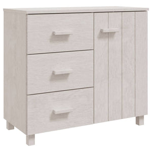 Credenza HAMAR Bianca 90x40x80 cm in Legno Massello di Pino 340429