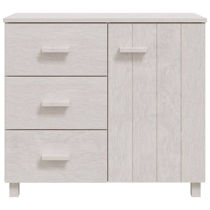 Credenza HAMAR Bianca 90x40x80 cm in Legno Massello di Pino 340429