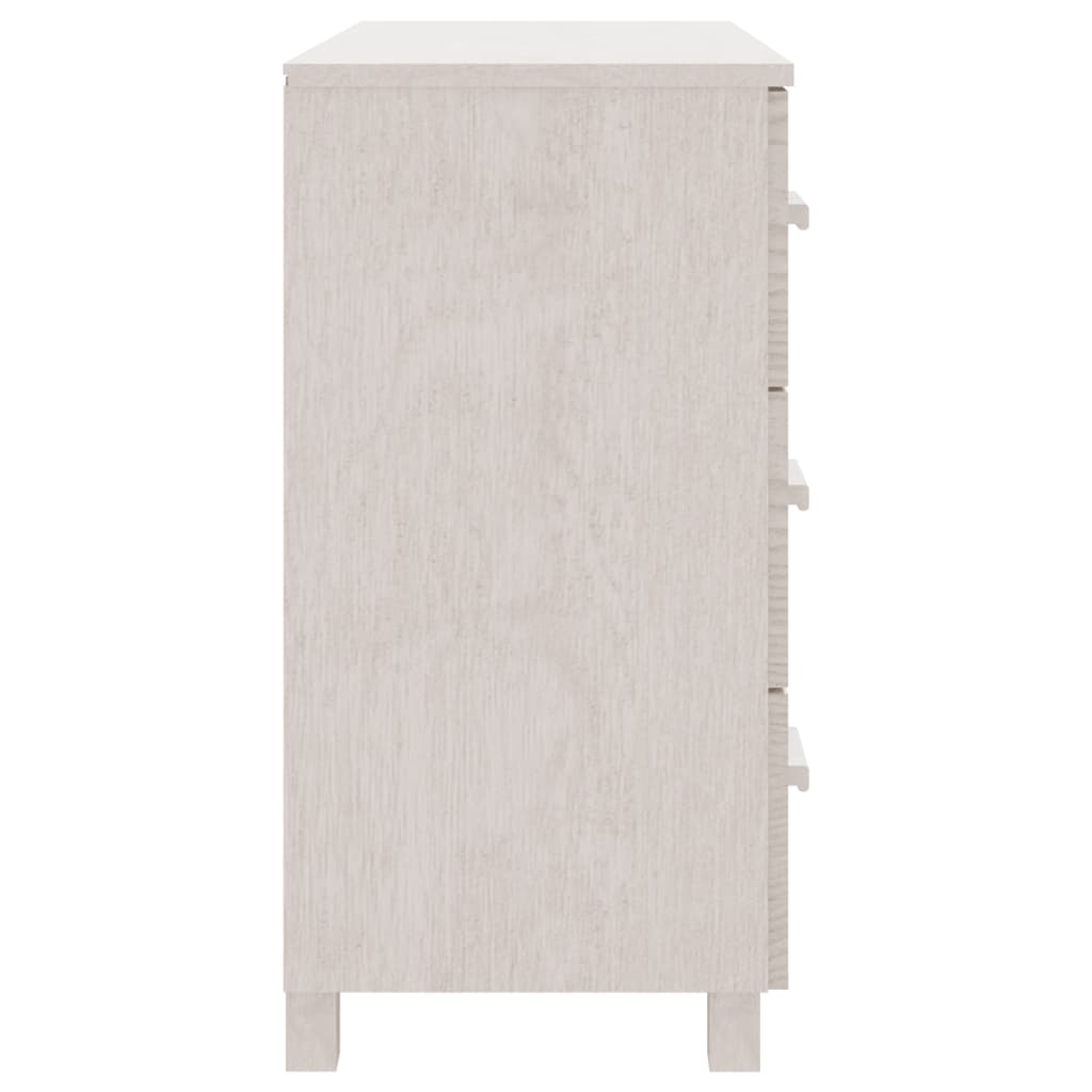 Credenza HAMAR Bianca 90x40x80 cm in Legno Massello di Pino 340429