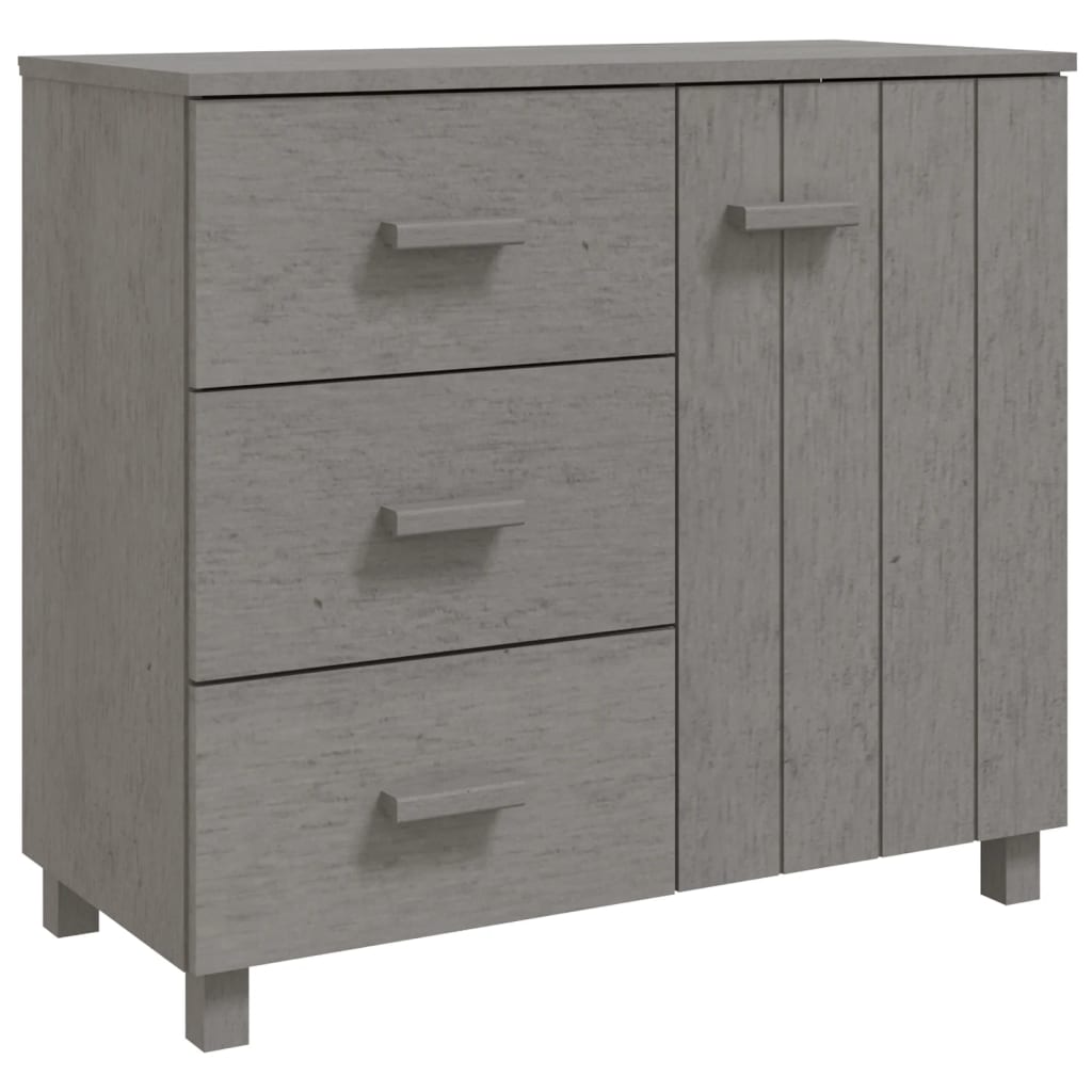Credenza HAMAR Grigio Chiaro 90x40x80 cm Legno Massello di Pino 340431