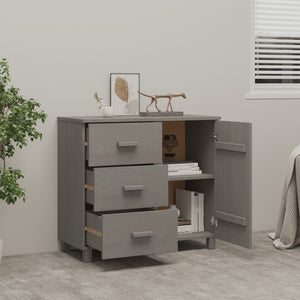 Credenza Grigio Chiaro 90x40x80 cm in Legno Massello di Pino