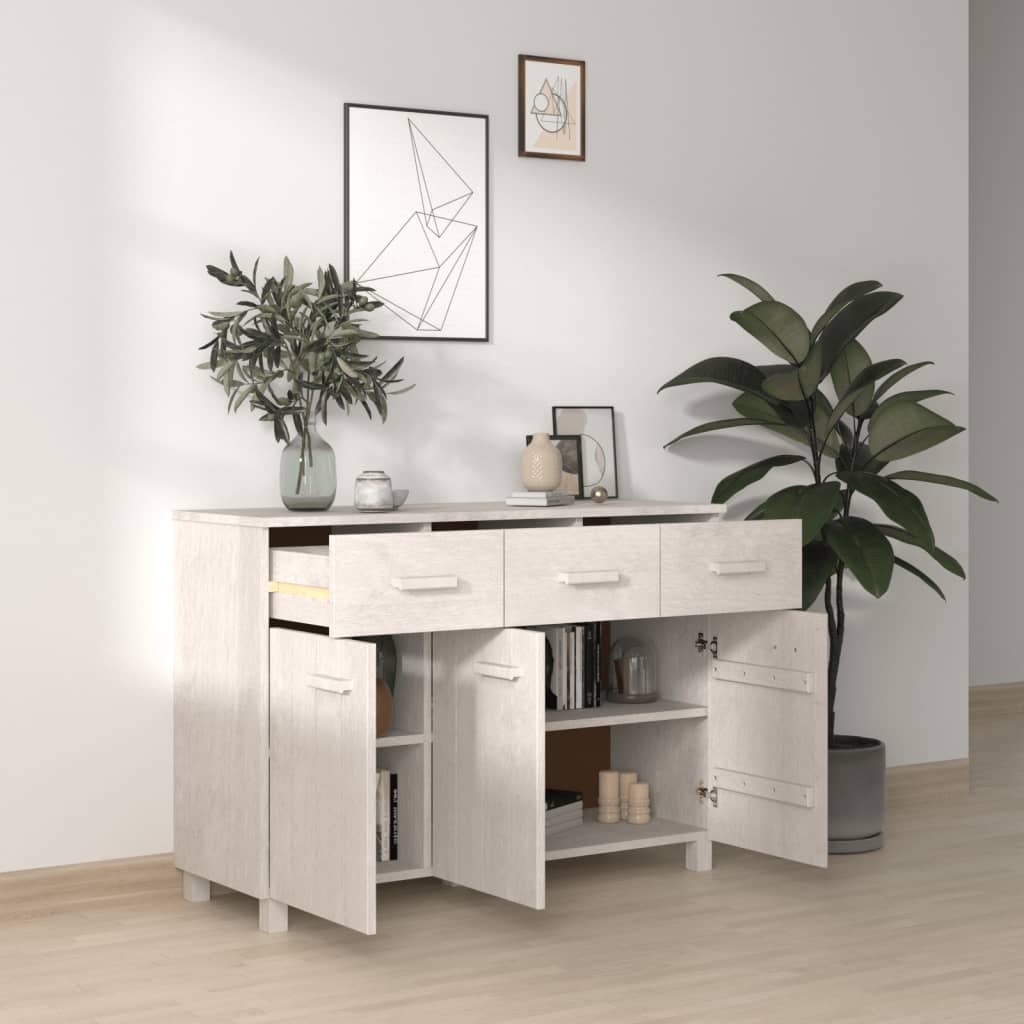 Credenza Bianca 113x40x80 cm in Legno Massello di Pino cod mxl 20541