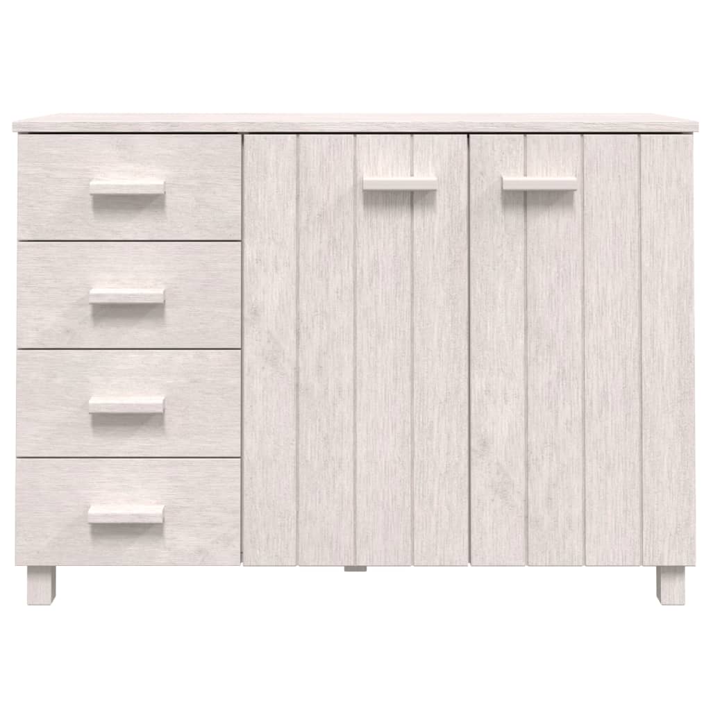 Credenza HAMAR Bianca 113x40x80 cm in Legno Massello di Pino 340445