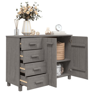 Credenza Grigio Chiaro 113x40x80 cm in Legno Massello di Pino