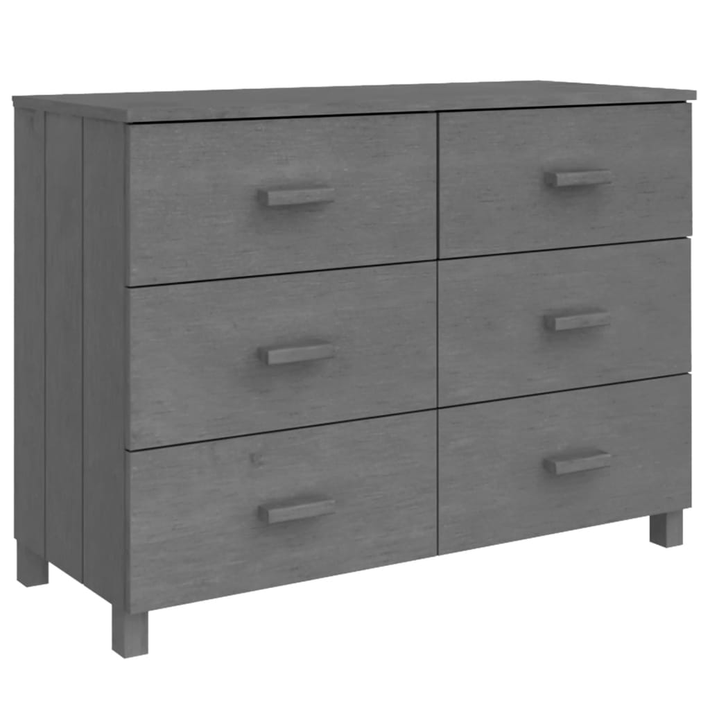 Credenza HAMAR Grigio Scuro 113x40x80 cm Legno Massello di Pino 340450