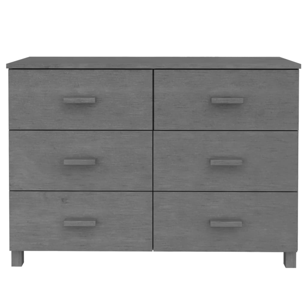 Credenza HAMAR Grigio Scuro 113x40x80 cm Legno Massello di Pino 340450