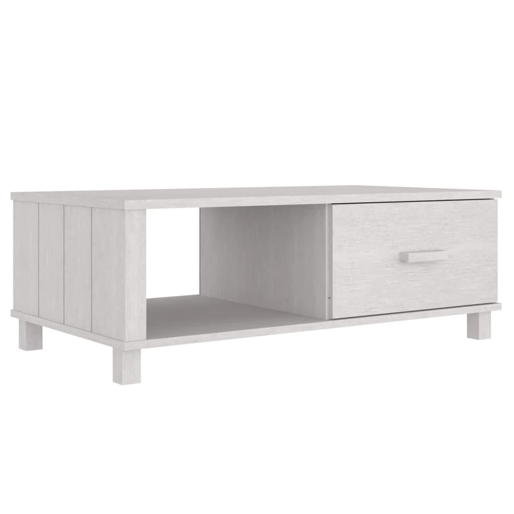 Tavolino da Salotto Bianco 100x55x35 cm Legno Massello di Pino cod mxl 24660