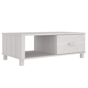 Tavolino da Salotto Bianco 100x55x35 cm Legno Massello di Pino cod mxl 24660