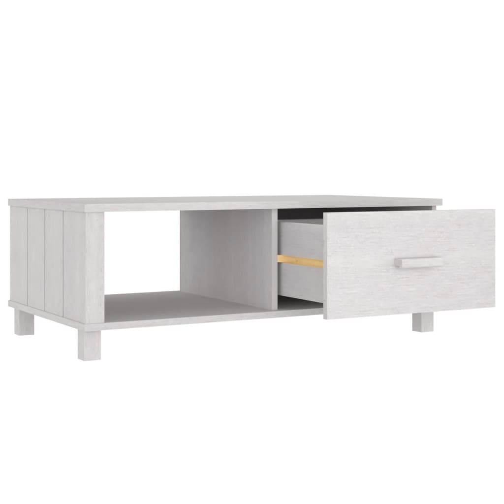Tavolino da Salotto Bianco 100x55x35 cm Legno Massello di Pino cod mxl 24660