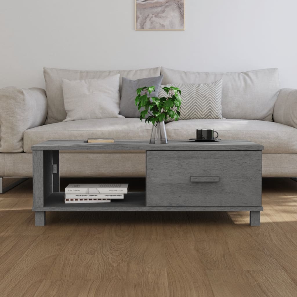 Tavolino Grigio Scuro 100x55x35 cm in Legno Massello di Pino