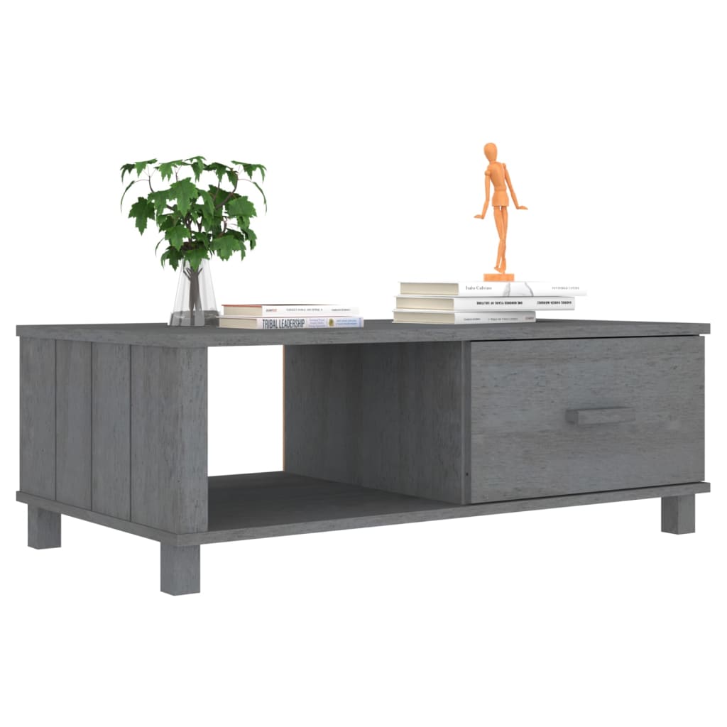 Tavolino Grigio Scuro 100x55x35 cm in Legno Massello di Pino