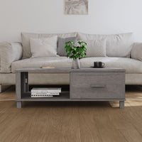 Tavolino HAMAR Grigio Chiaro 100x55x35cm Legno Massello di Pino 340455