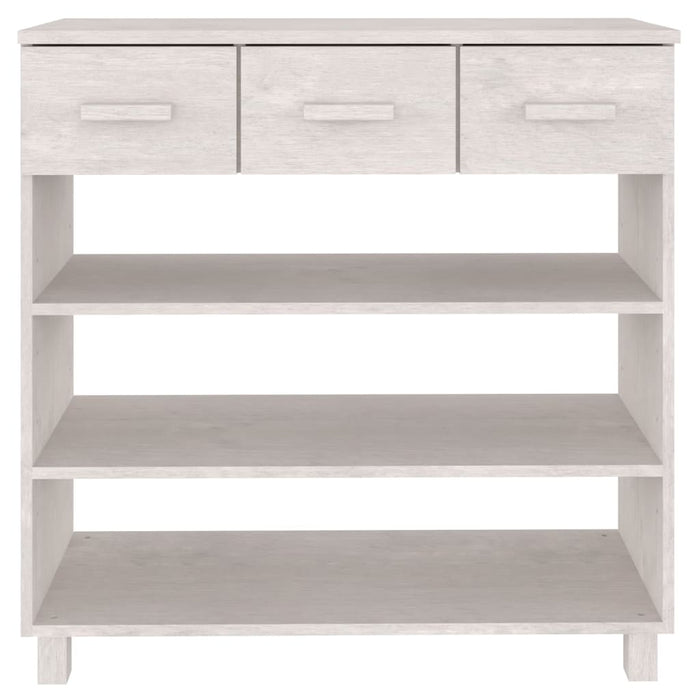 Tavolo Consolle Bianco 90x35x90 cm Legno Massello di Pino 340465