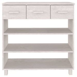 Tavolo Consolle Bianco 90x35x90 cm Legno Massello di Pino 340465