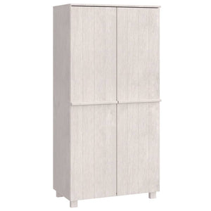 Armadio HAMAR Bianco 89x50x180 cm in Legno Massello di Pino 340481