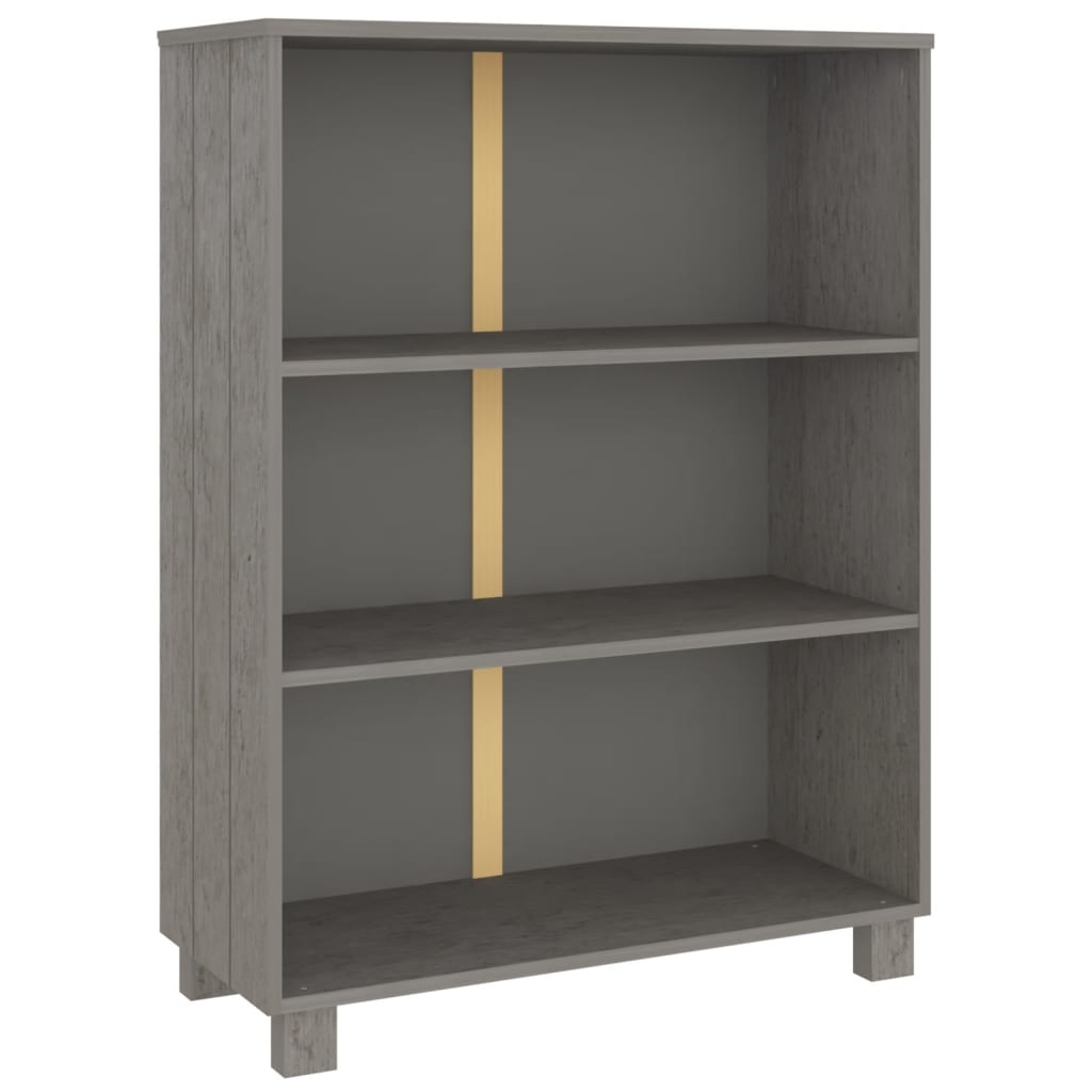 Libreria HAMAR Grigio Chiaro 85x35x112cm Legno Massello di Pino 340487