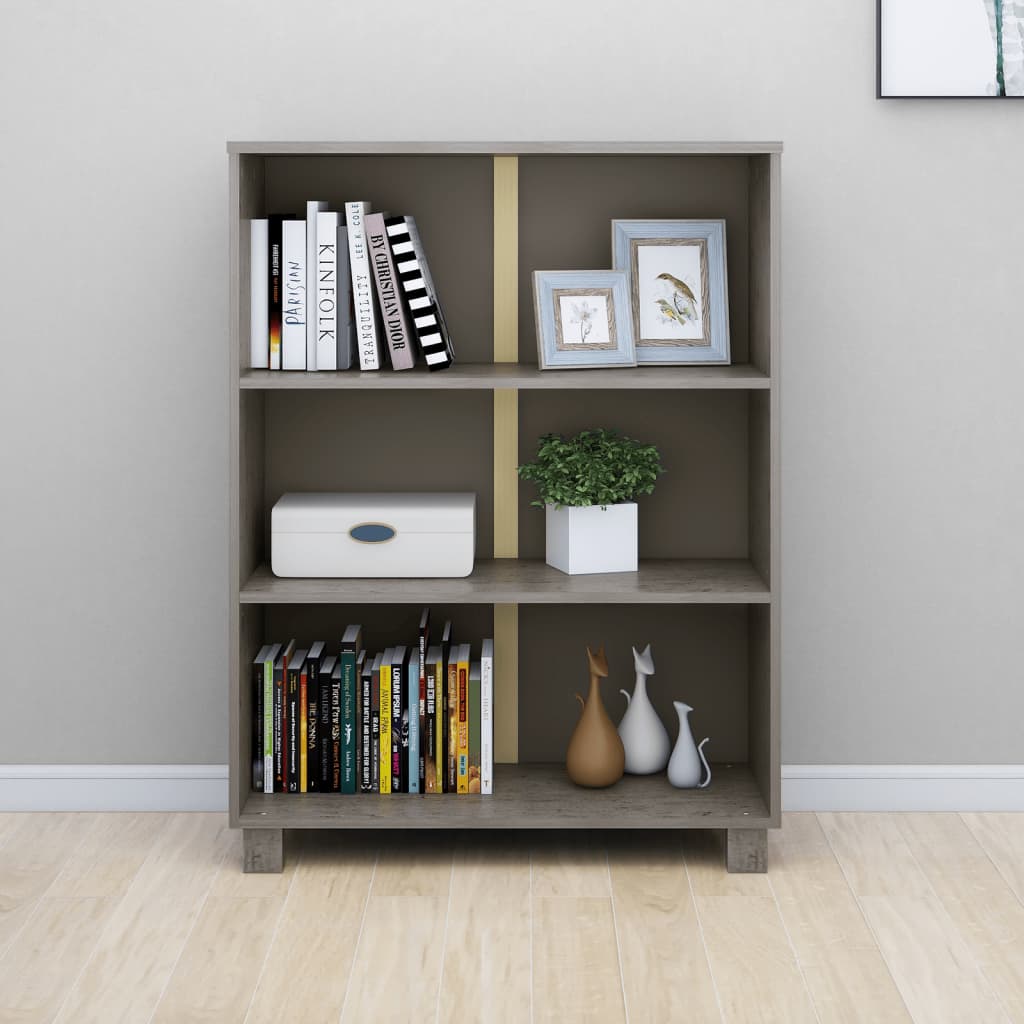 Libreria HAMAR Grigio Chiaro 85x35x112cm Legno Massello di Pino 340487