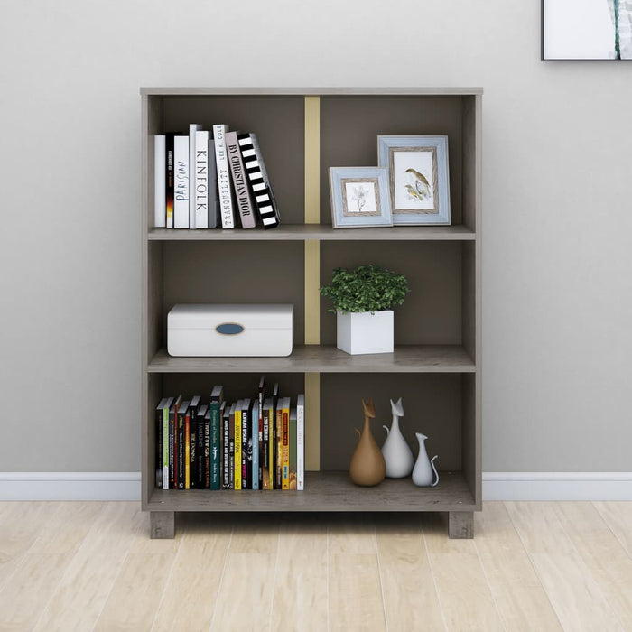 Libreria HAMAR Grigio Chiaro 85x35x112cm Legno Massello di Pino 340487