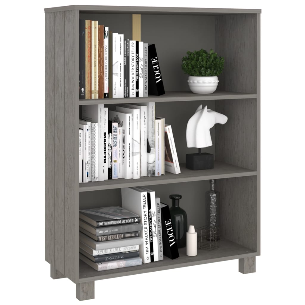 Libreria HAMAR Grigio Chiaro 85x35x112cm Legno Massello di Pino 340487