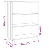 Libreria HAMAR Grigio Chiaro 85x35x112cm Legno Massello di Pino 340487