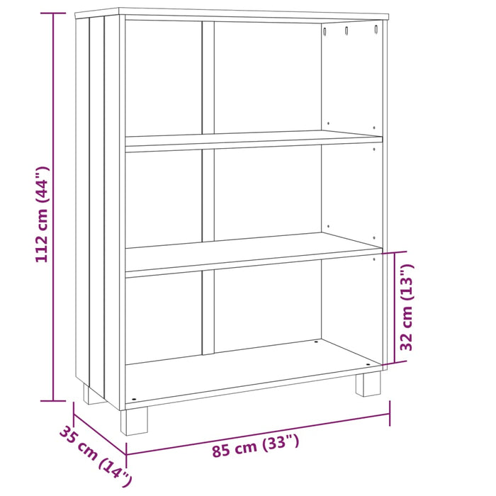 Libreria HAMAR Grigio Chiaro 85x35x112cm Legno Massello di Pino 340487