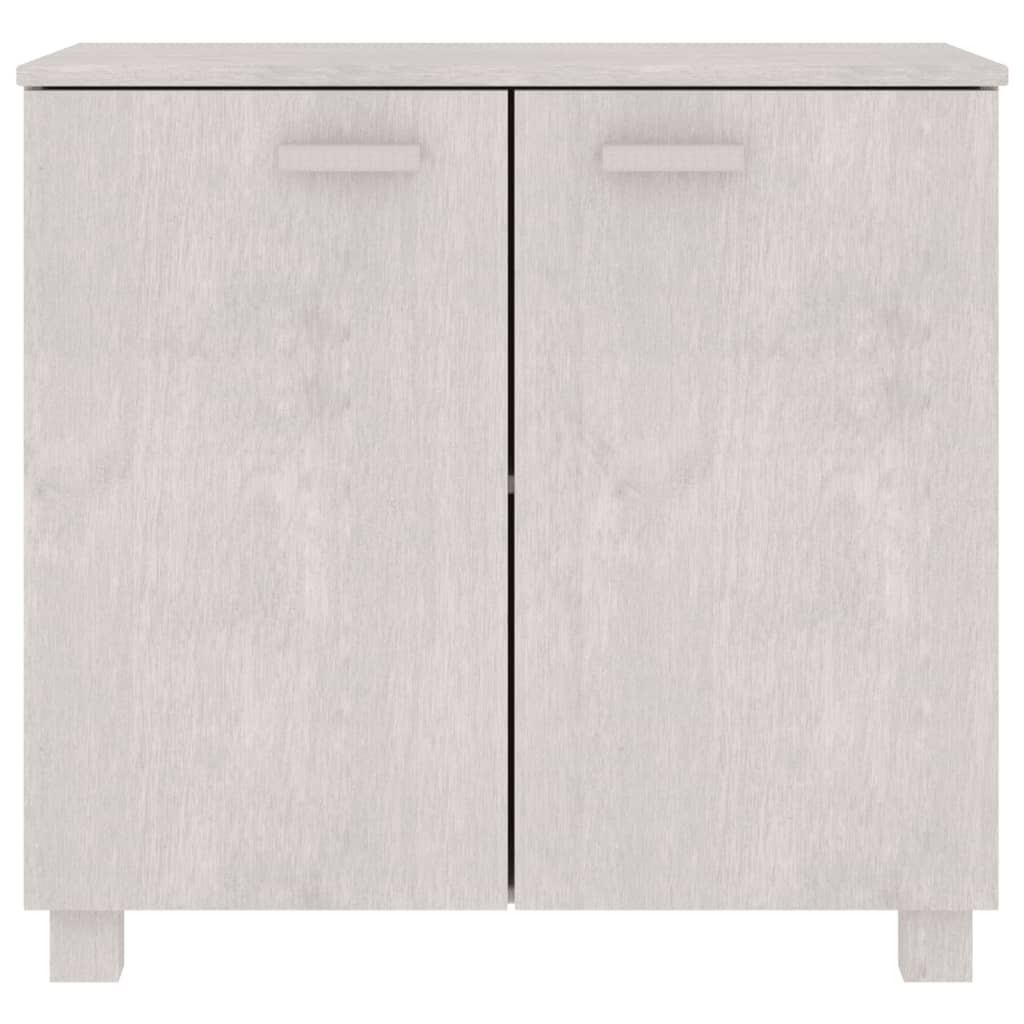 Credenza HAMAR Bianca 85x35x80 cm in Legno Massello di Pino 340493