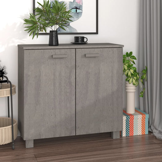 Credenza HAMAR Grigio Chiaro 85x35x80 cm Legno Massello di Pino 340495