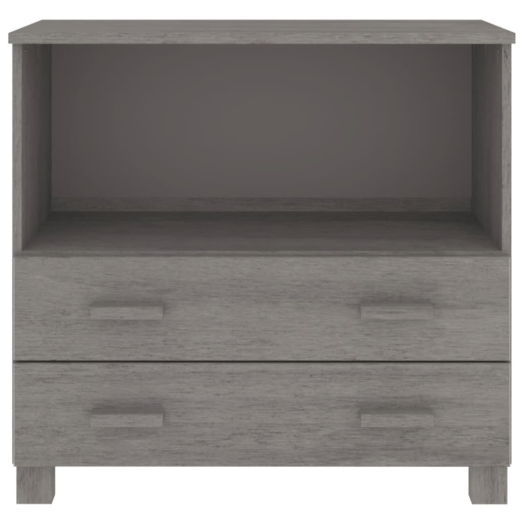 Credenza HAMAR Grigio Chiaro 85x35x80 cm Legno Massello di Pino 340499