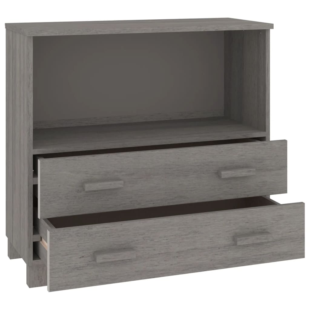 Credenza-Buffet-Armadio da cucina HAMAR Grigio Chiaro 85x35x80 cm Legno Massello di Pino 351443