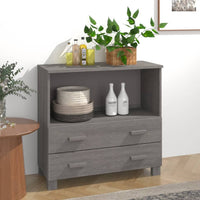 Credenza HAMAR Grigio Chiaro 85x35x80 cm Legno Massello di Pino 340499