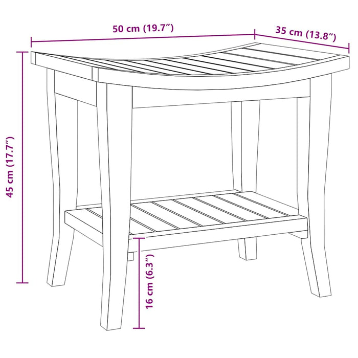 Panca da Doccia 50x35x45 cm in Legno Massello di Teak cod mxl 58931