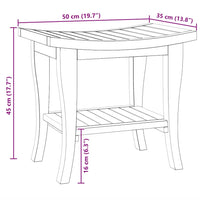 Tavolino da Bagno 50x35x45 cm in Legno Massello di Teak 340748