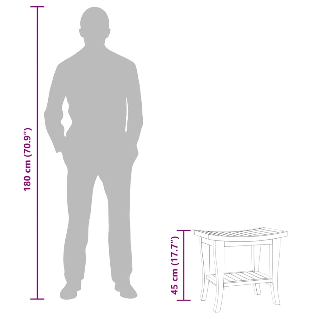 Tavolino da Bagno 50x35x45 cm in Legno Massello di Teak 340748