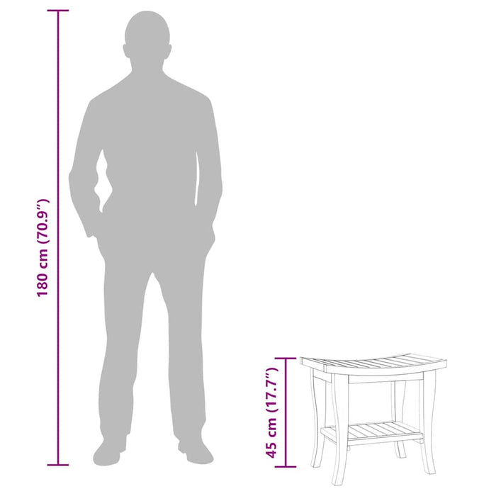 Tavolino da Bagno 50x35x45 cm in Legno Massello di Teak 340748