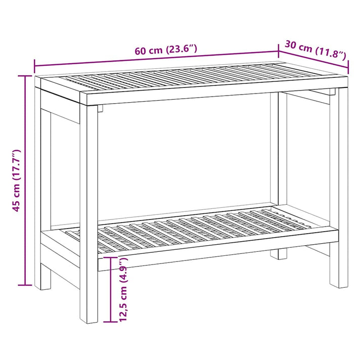 Tavolino da Bagno 60x30x45 cm in Legno Massello di Teak 340752