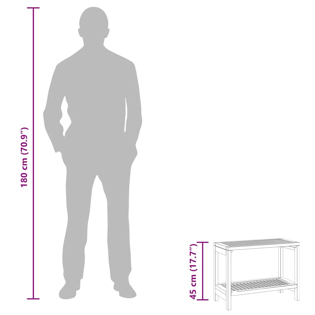 Tavolino da Bagno 60x30x45 cm in Legno Massello di Teak 340752