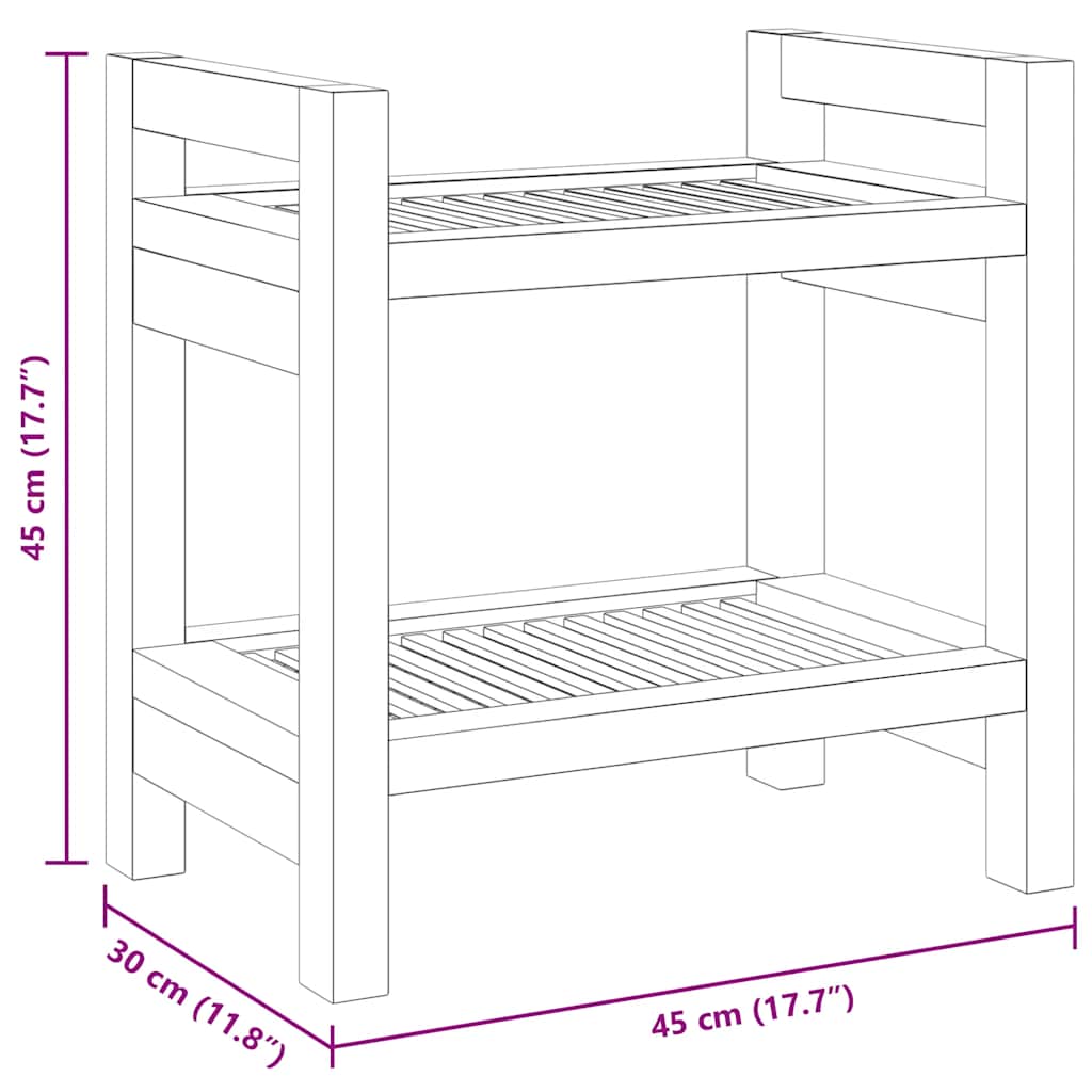 Tavolino da Bagno 45x30x45 cm in Legno Massello di Teak 340753