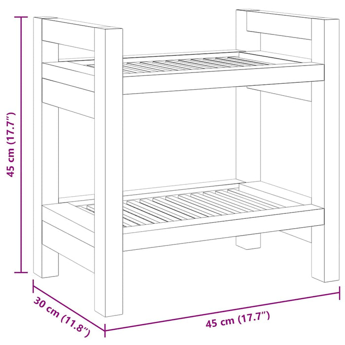 Tavolino da Bagno 45x30x45 cm in Legno Massello di Teak 340753