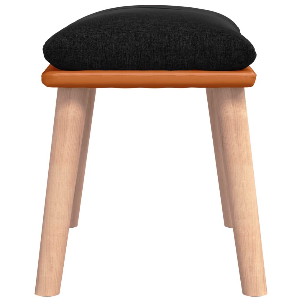 Poggiapiedi Nero 45x29,5x35 cm in Tessuto e Similpelle 341452