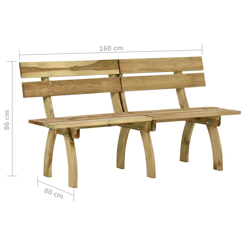 Panchina da Giardino 160 cm in Legno di Pino Impregnato 318401