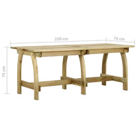 Tavolo da Giardino 220x74x75 cm in Legno di Pino Impregnato cod mxl 34440