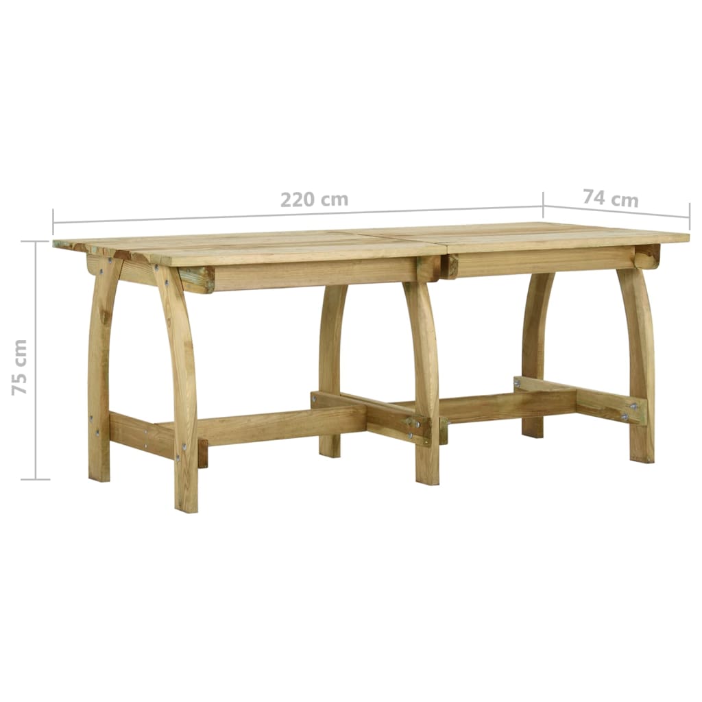 Tavolo da Giardino 220x74x75 cm in Legno di Pino Impregnato 318405