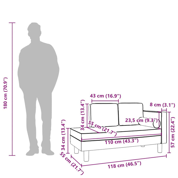 Sdraio con Cuscini e Capezzale Grigio Chiaro in Velluto 340703