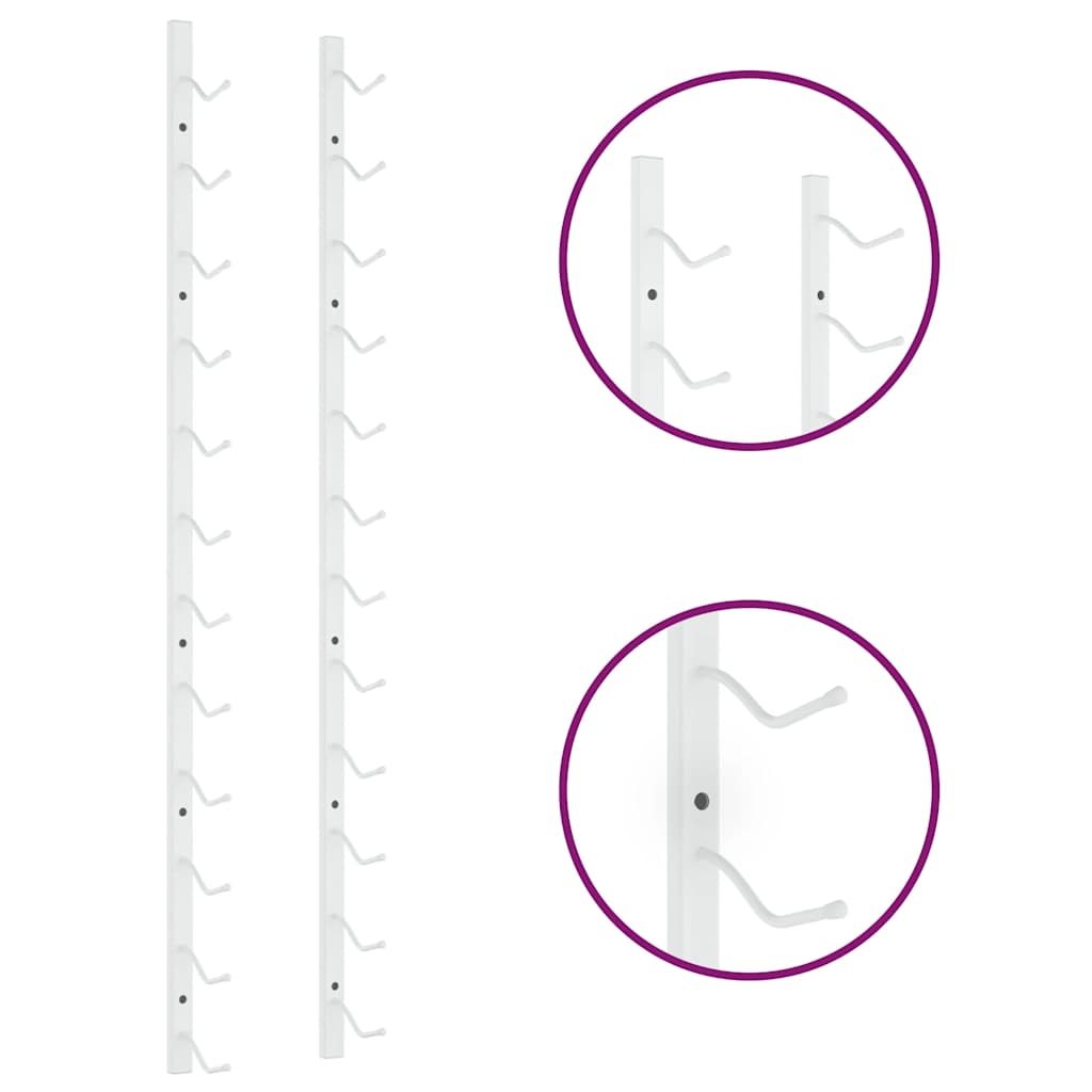 Portavini da Parete per 12 Bottiglie Bianco in Ferro 340879