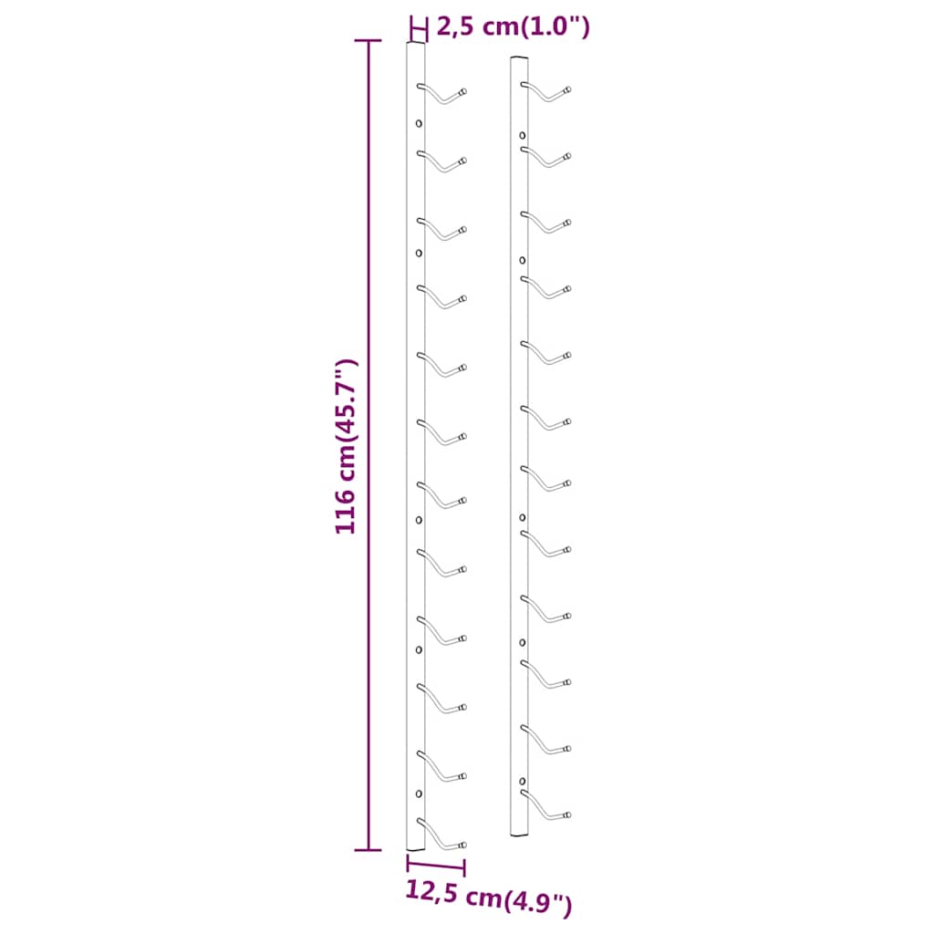 Portavini da Parete per 12 Bottiglie Bianco in Ferro 340879