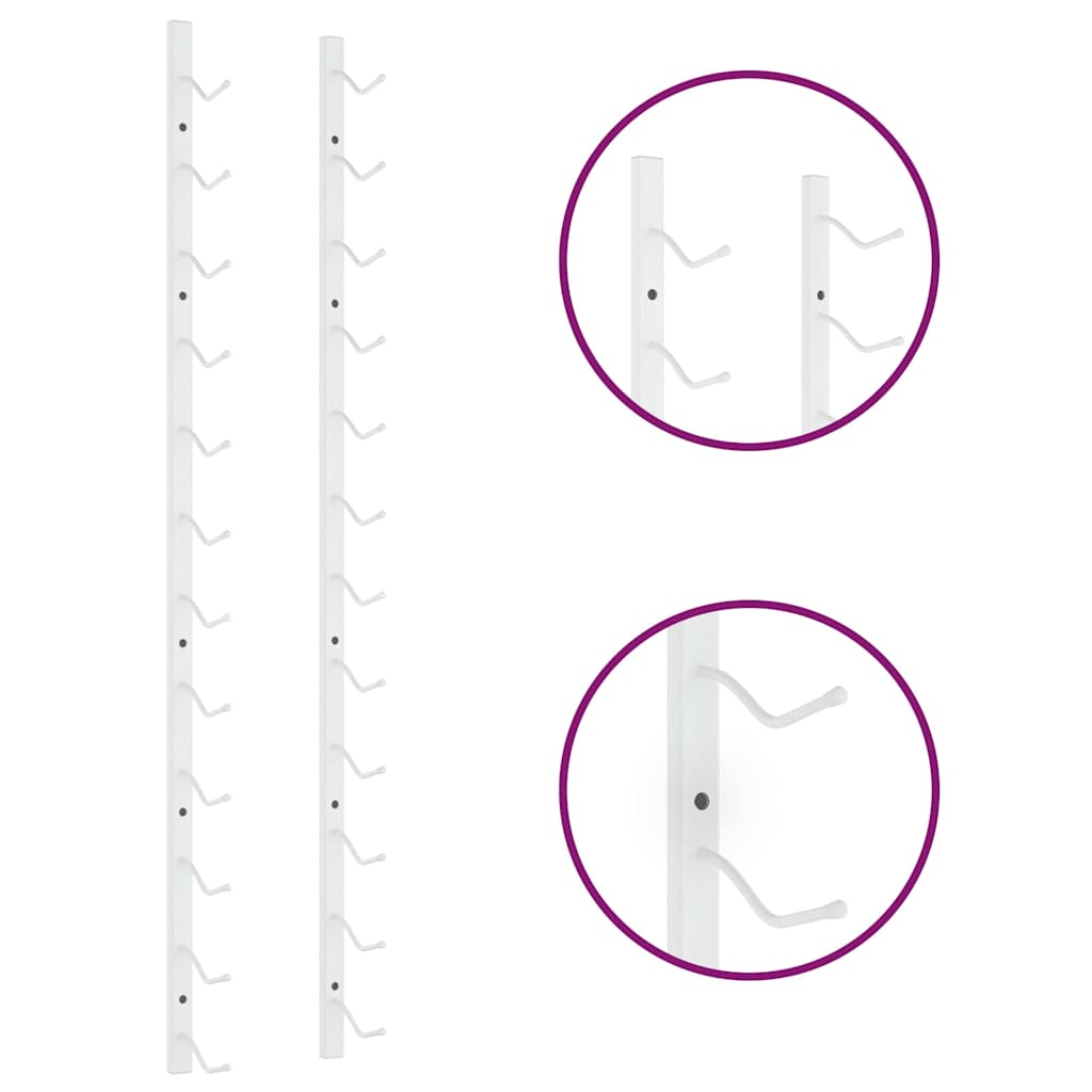 Portavini da Parete per 12 Bottiglie 2 pz Bianchi in Ferro 340881