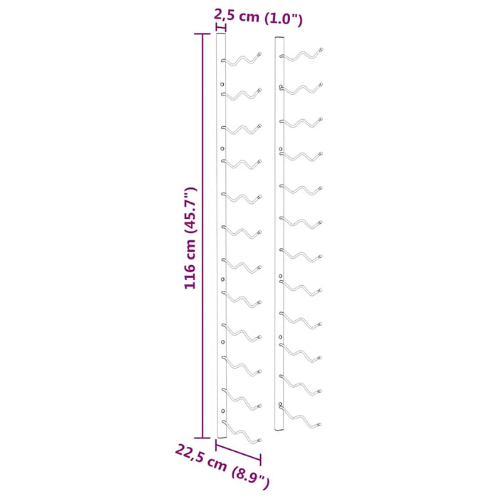 Portavini da Parete per 24 Bottiglie Bianco in Ferro 340883