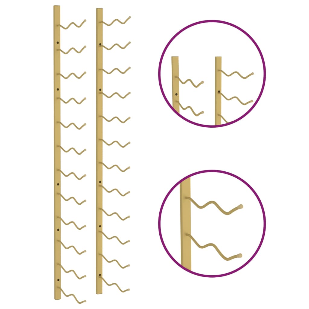 Portavini da Parete per 24 Bottiglie Oro in Ferro 340884