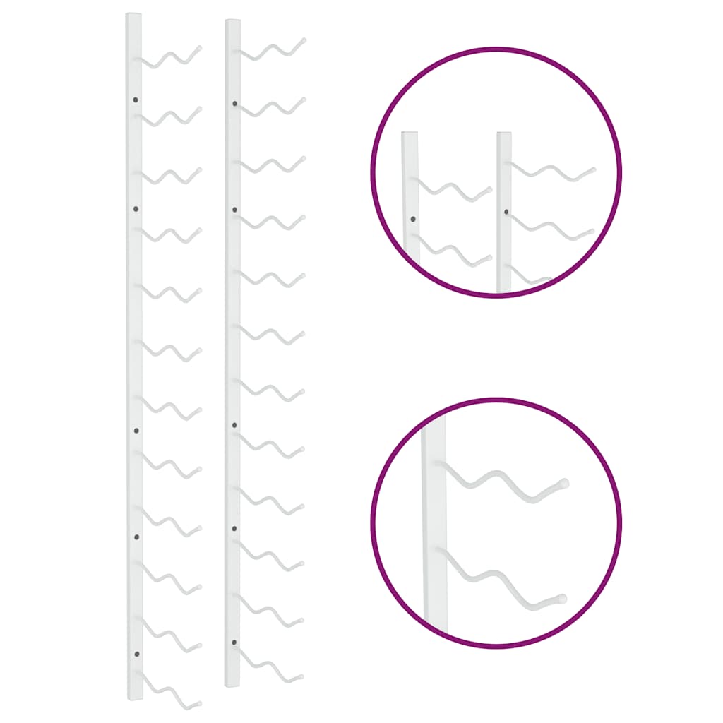 Portavini da Parete per 24 Bottiglie 2 pz Bianchi in Ferro 340885